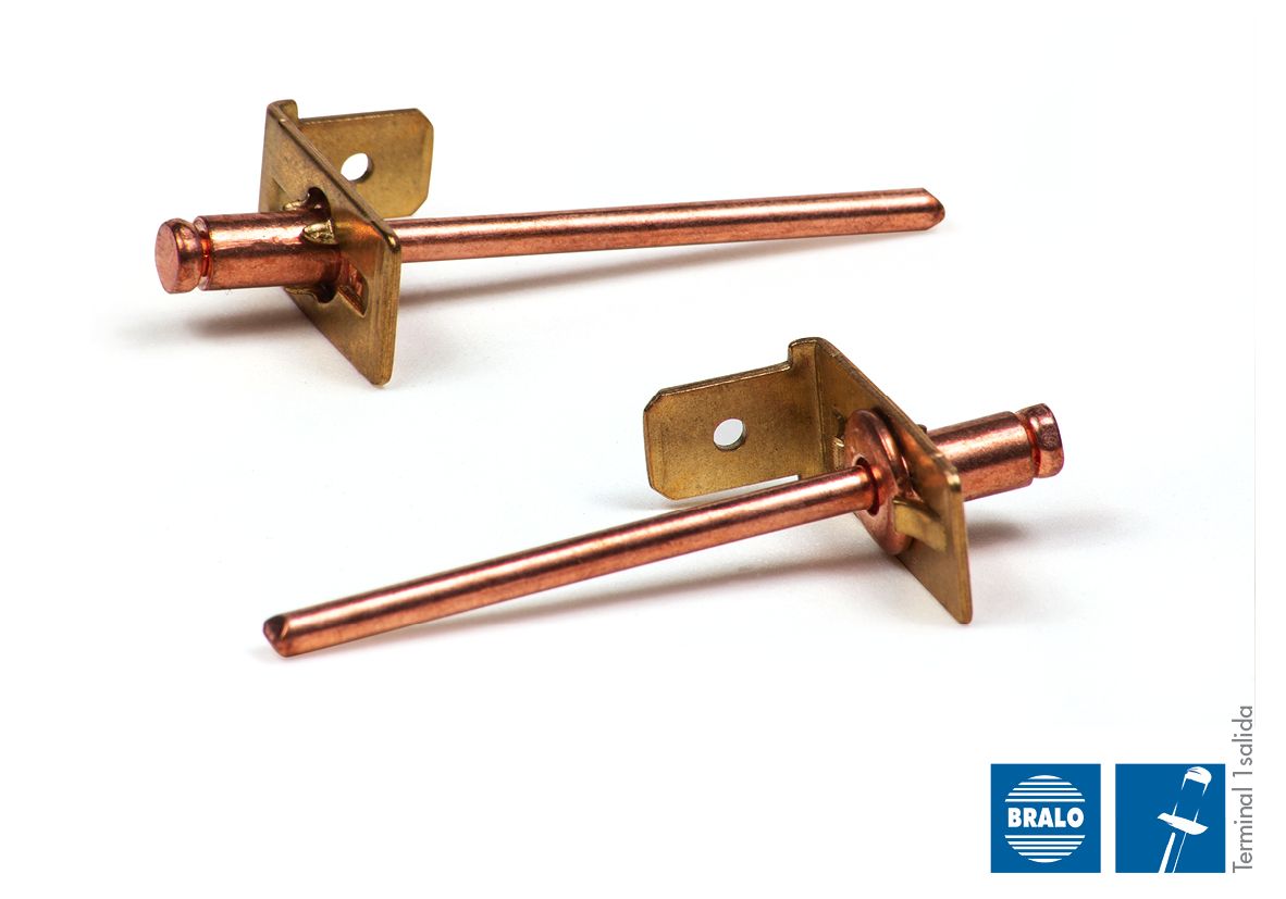 TERMINAL REMACHABLE 1 SALIDAS 90º Ø 3,8 X 8 LATON/ACERO/COBRE